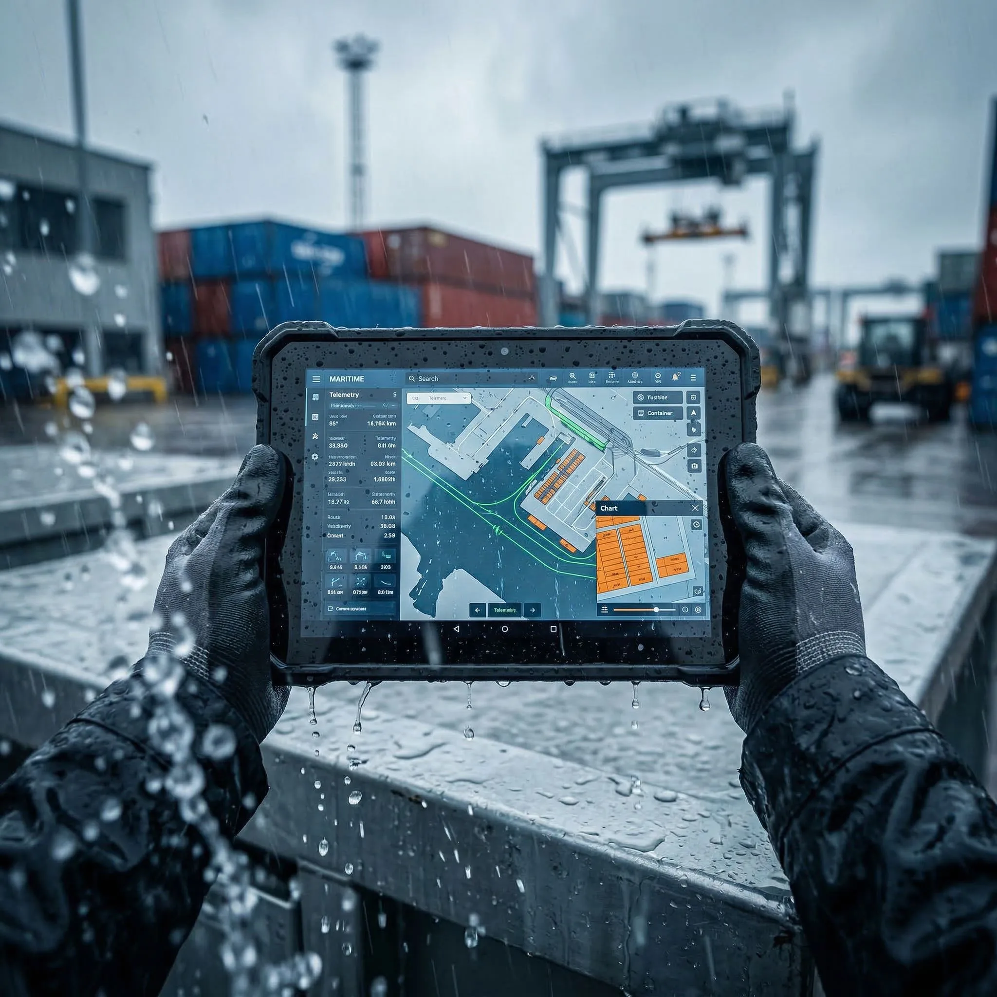 Engineers monitoring industrial telemetry data on rugged tablets